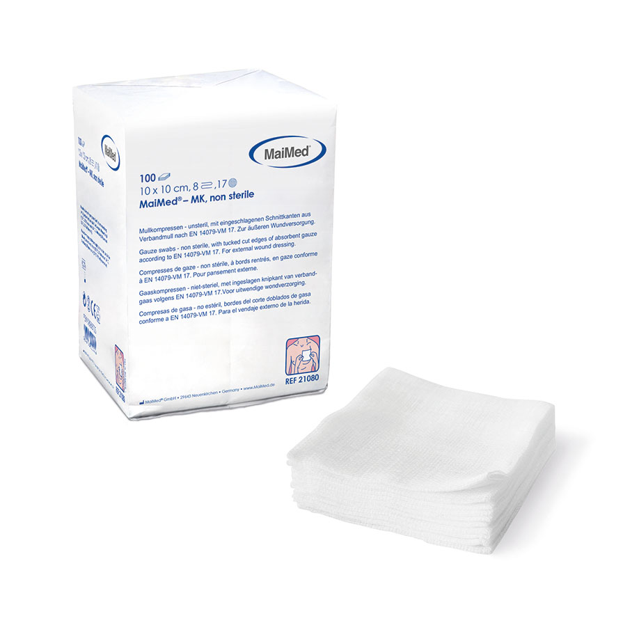 MaiMed Mullkompressen 8-fach unsteril, 10 x 10 cm (100 Stck.)