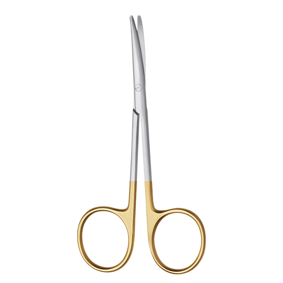 [U17109] TC-Gold Präparierschere, nach Metzenbaum, gebogen, 11,5 cm