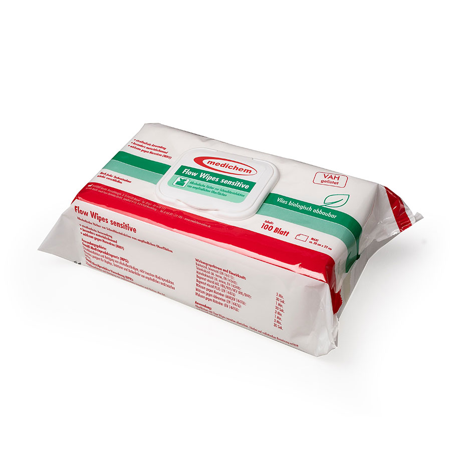 [U17183] medichem Flow Wipes sensitive Desinfektionstücher (100 Tücher) * nur für den professionellen Gebrauch *