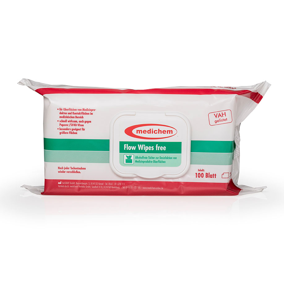 [U17184] Flow Wipes free Desinfektionstücher (100 Tücher) * nur für den professionellen Gebrauch *