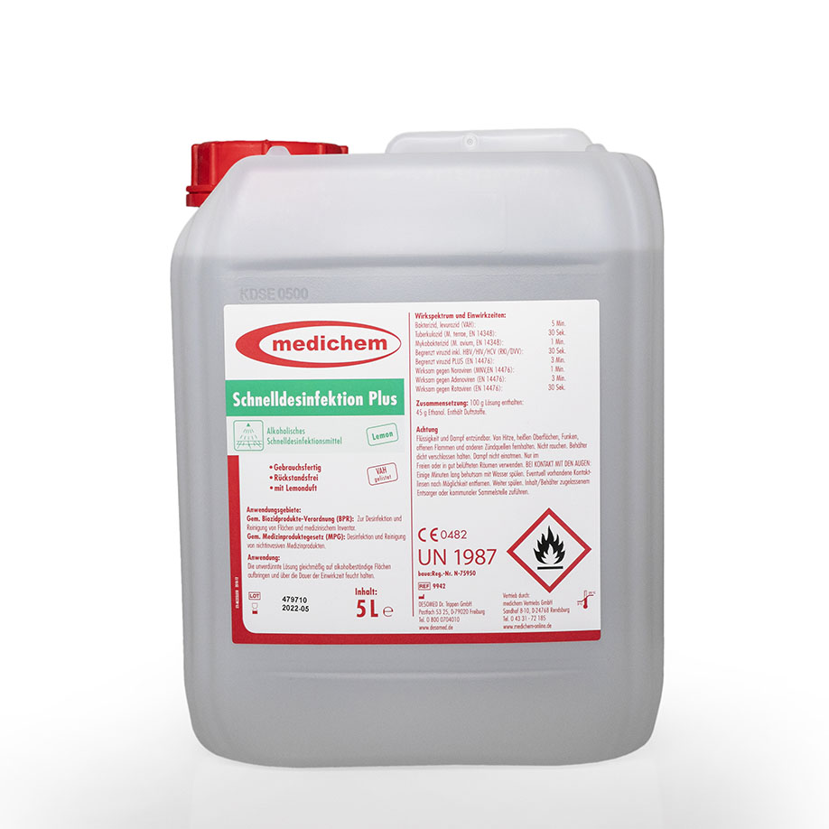 [U17189] medichem Schnelldesinfektion Plus Lemonduft 5 Ltr. * nur für den professionellen Gebrauch *