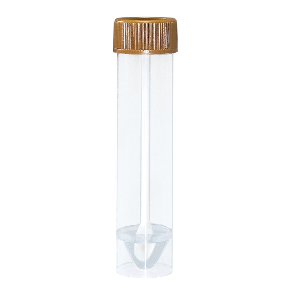 [U17266] Stuhlröhrchen 30 ml, 25 x 107 mm mit Schraubverschluss braun (500 Stck.) Verschluss montiert