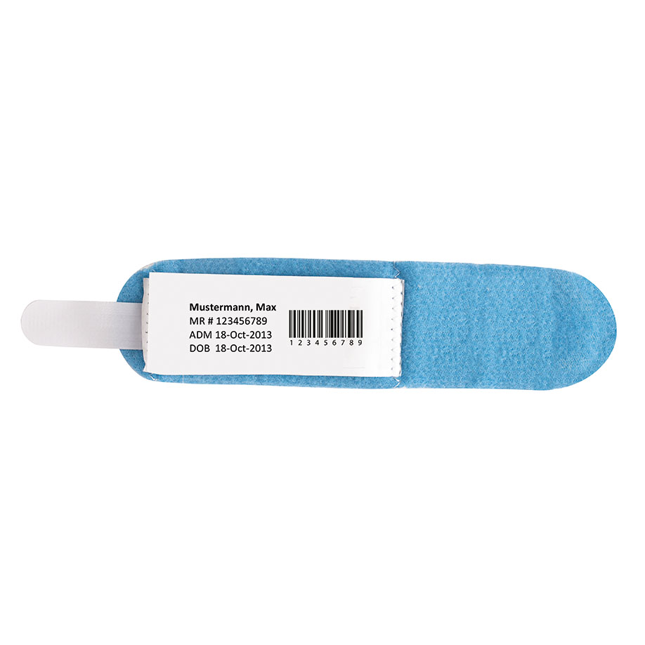 [U17802] Patientenidentifikationsband für Direktbeschriftung, Laser- u. Thermo-Etiketten, für Neugeborene, blau (100 Stck.)