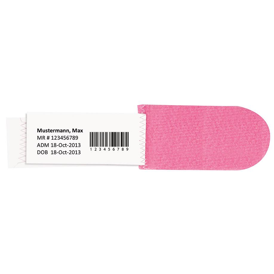 [U17803] Patientenidentifikationsband für Direktbeschriftung, Laser- u. Thermo-Etiketten, für Neugeborene, rosa (100 Stck.)