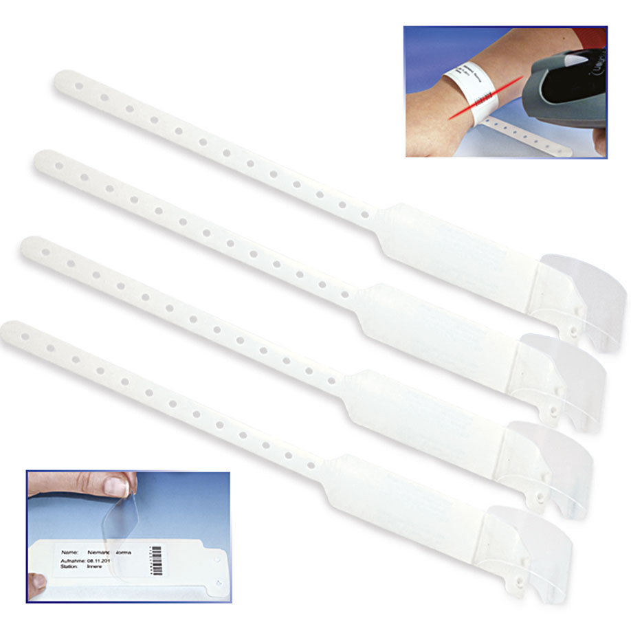 [U17808] Patientenidentifikationsband für Direktbeschriftung, Laser- u.  Thermo-Etiketten für Erwachsene weiß (500 Stck.) -neuer Packungsinhalt-