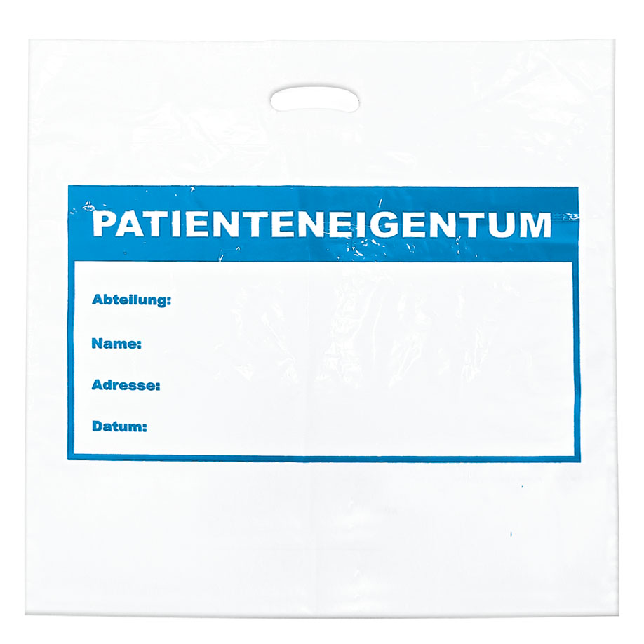 [U17809] Tragetaschen ''Patienteneigentum'' weiß, 60 x 60 x 10,5 cm (250 Stck.)