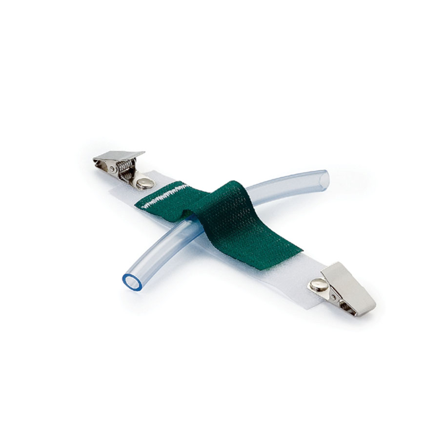 [U18328] Universal-Schlauchhalter ratiomed OP-FIX DuoClip grün/weiß, 9,5x2,5 cm (25 Stck) mit 2 Clips