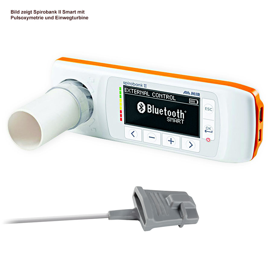 Spirobank II Smart Spirometer mit Bluetooth (BLE) inkl. Pulsoxymetrie und Mehrwegturbine