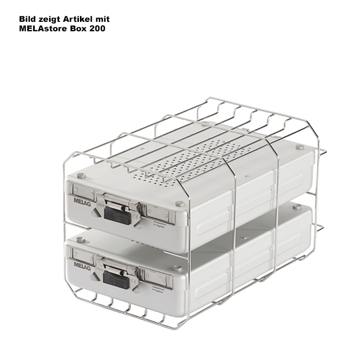 [U19597] Halterung D für 2 hohe Kassetten z. B. MELAstore Box 200 und  2 Sterilisier-Behälter 28M bzw. 23M oder 4 Tabletts