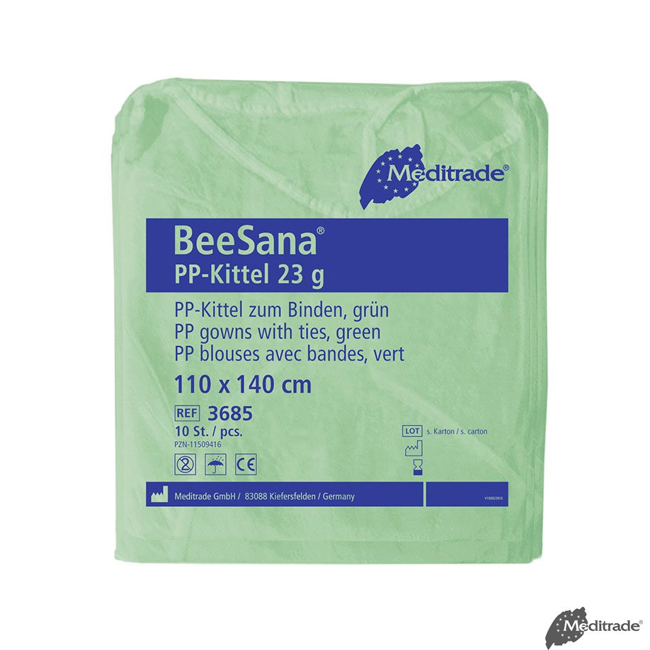 [U19828] BeeSana PP-Kittel 23 g, grün, 110 x 140 cm, unsteril (10 x 10 Stck.)