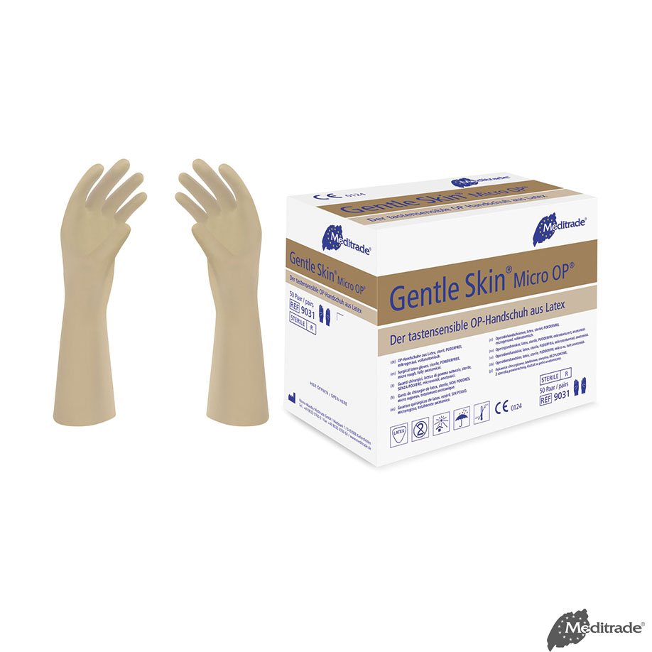 [U19842] Gentle Skin Micro OP-Handschuhe Latex, PF, steril, Gr. 6,5 (50 Paar)
