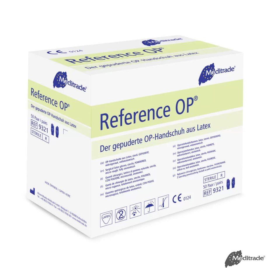 Reference OP-Handschuhe Latex, leicht gepudert, steril, Gr. 8 (50 Paar)