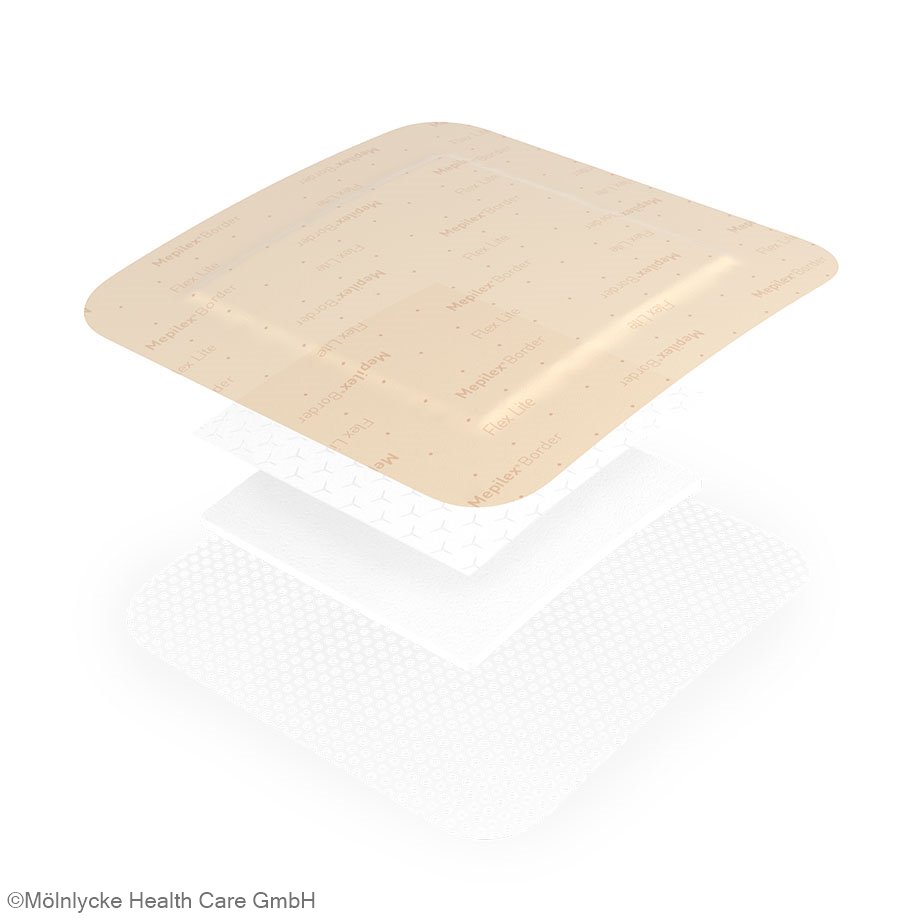 Mepilex Border Flex Lite Schaumverband steril, 15 x 15 cm (5 Stck.) mit Haftrand