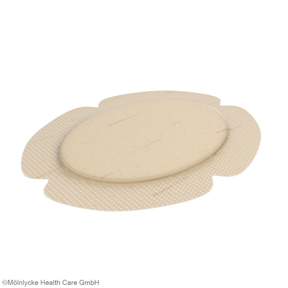 Mepilex Border Flex Oval Schaumverband steril, 15 x 19 cm (5 Stck.) mit Haftrand