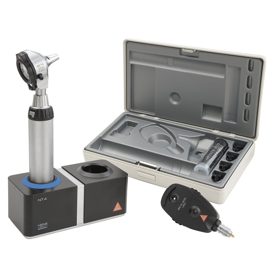 BETA 200 Ophthalmoskop/Otoskop Set LED mit BETA4 NT Ladegriff und NT4 Tisch-Ladegerät