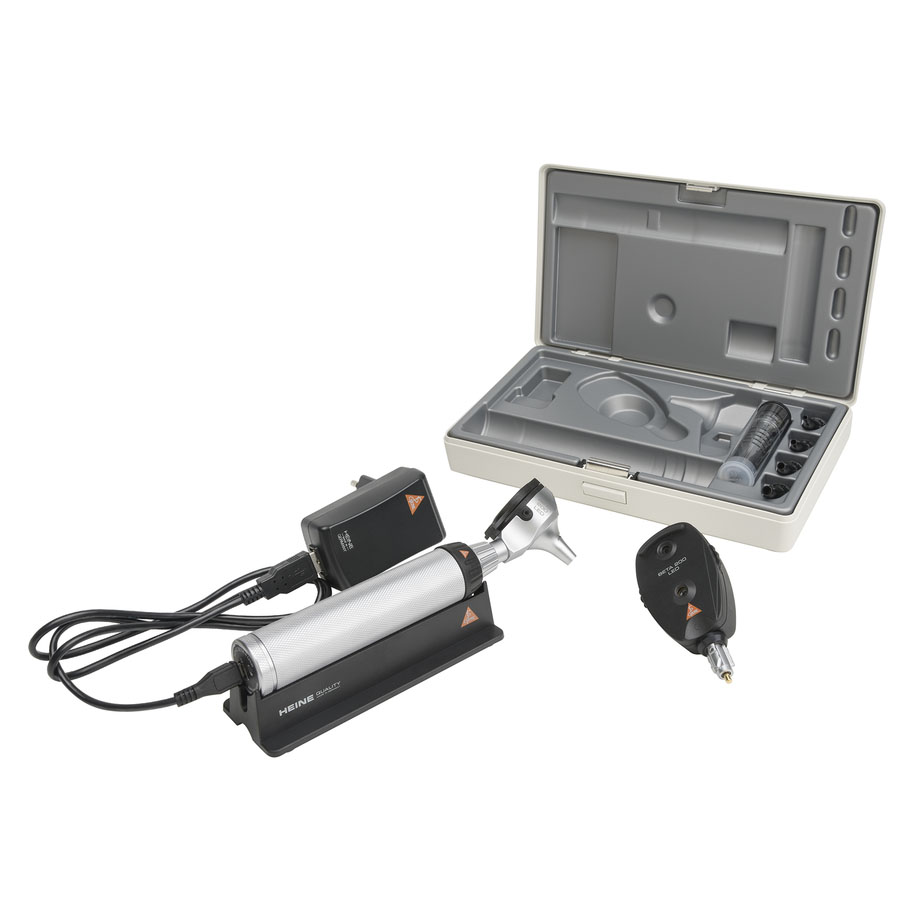 BETA 200 Ophthalmoskop/Otoskop Set LED mit BETA4 USB Ladegriff, USB Kabel und Steckernetzteil