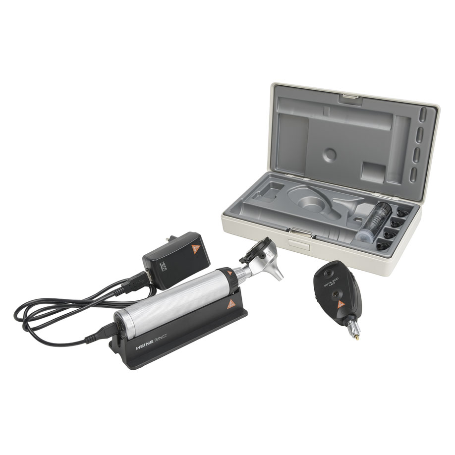 BETA 200 Ophthalmoskop/BETA 400 F.O. Otoskop Set LED mit BETA4 USB Ladegriff, USB Kabel und Steckernetzteil