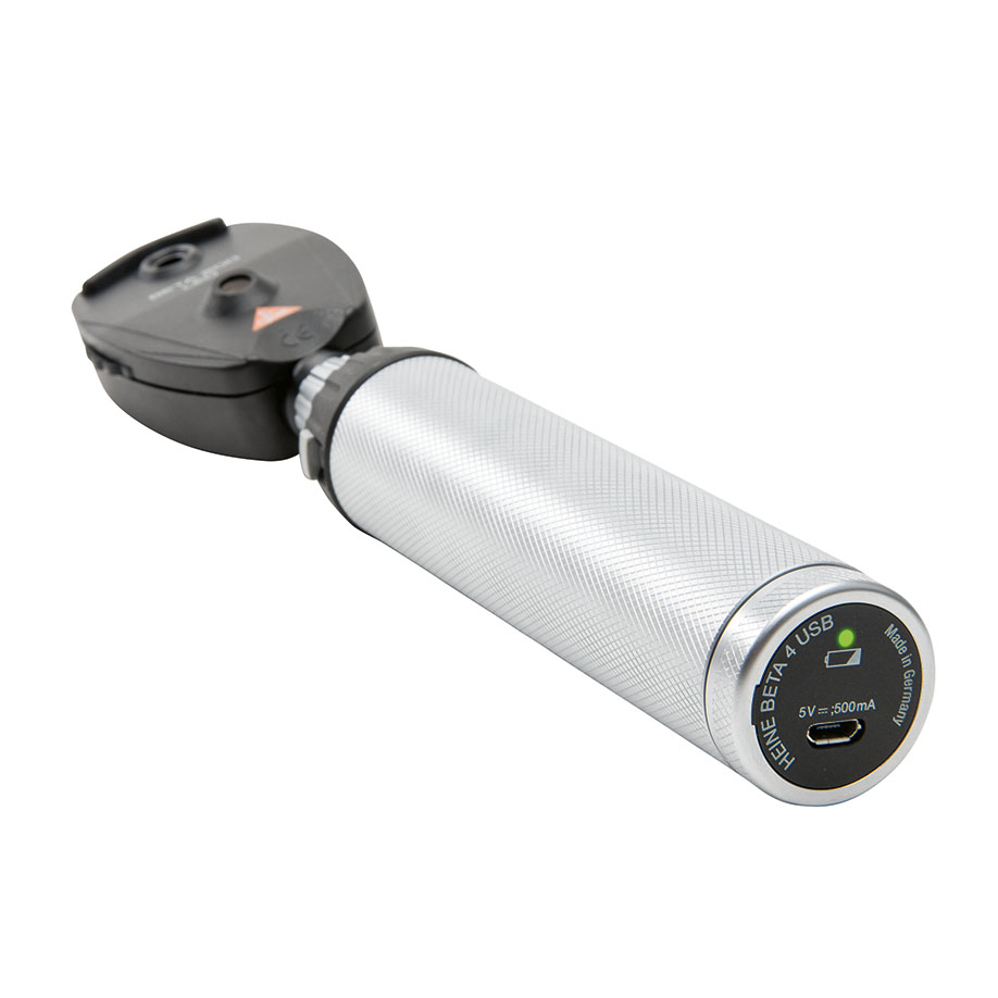 BETA 200 LED Ophthalmoskop Set 3,5 V mit BETA4 USB Ladegriff, USB Kabel, Steckernetzteil im Hartschalenetui