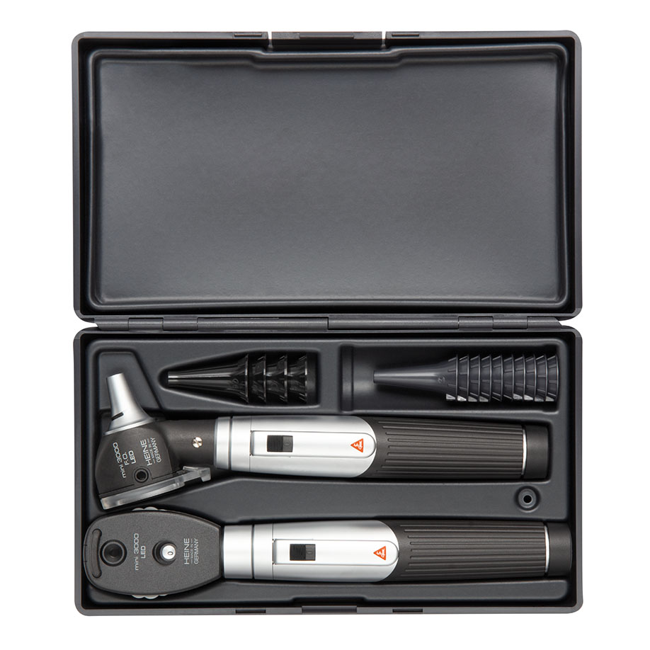 [U20303] mini 3000 LED Ophthalmoskop/F.O. Otoskop Set 2,5 V mit 2 Batteriegriffen  mini 3000 inkl. Batterien, 10 AllSpec Einweg-Tips 4 mm Ø, im Hartschalenetui