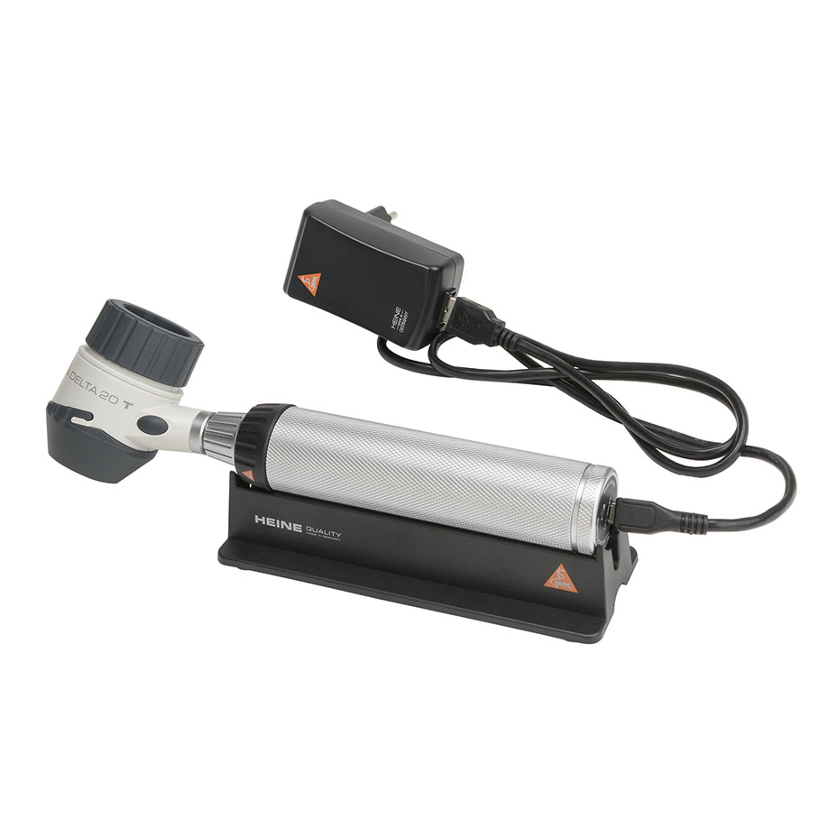 DELTA 20 T LED Dermatoskop mit Kontaktscheibe mit Skala, BETA4 USB Ladegriff mit USB Kabel und Steckernetzteil
