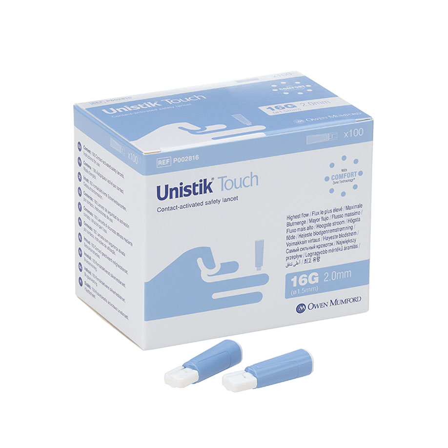 [U20596] Unistik Touch 16 G, 2,0 mm Sicherheitslanzetten (100 Stck.)