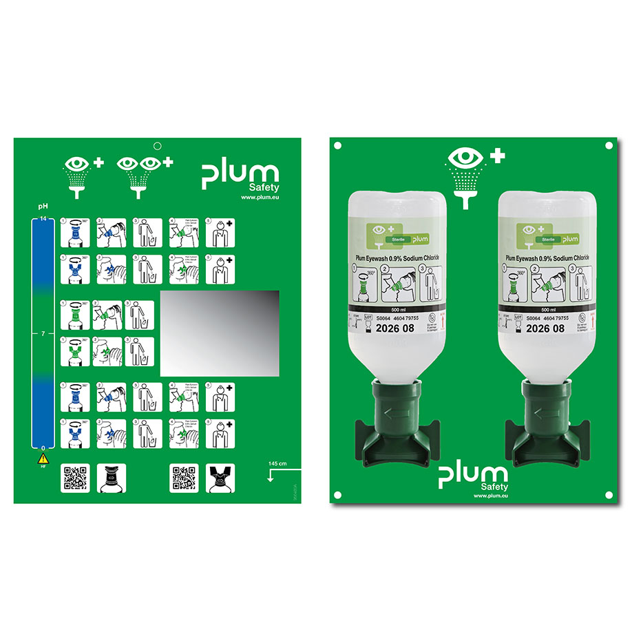 [U20808] Plum Open Station Double mit 2 Flaschen, inkl. Wandhalter, Piktogramm und Spiegel