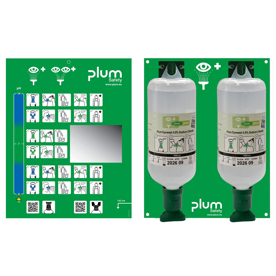 [U20810] Plum Open Station Double mit 2 Flaschen, inkl. Wandhalter, Piktogramm und Spiegel