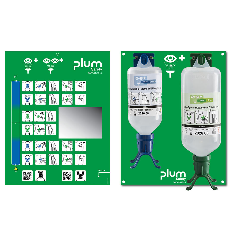 [U20817] Plum Open Station Double, 2 Flaschen mit Anleitung, Wandhalter und Piktogramm