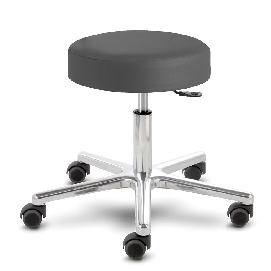 [U20896] Rollhocker Puffi schwarz, Polsterstärke 80 mm, mit Aluminium-Fusskreuz, Universal-Doppelrollen