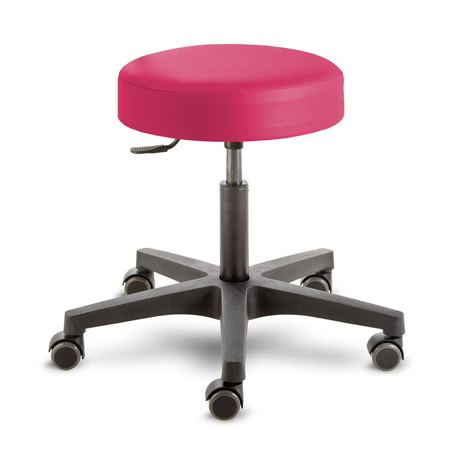 [U20902] Rollhocker Poppi himbeere, Polsterstärke 80 mm, mit Kunststoff-Fusskreuz, Universal-Doppelrollen