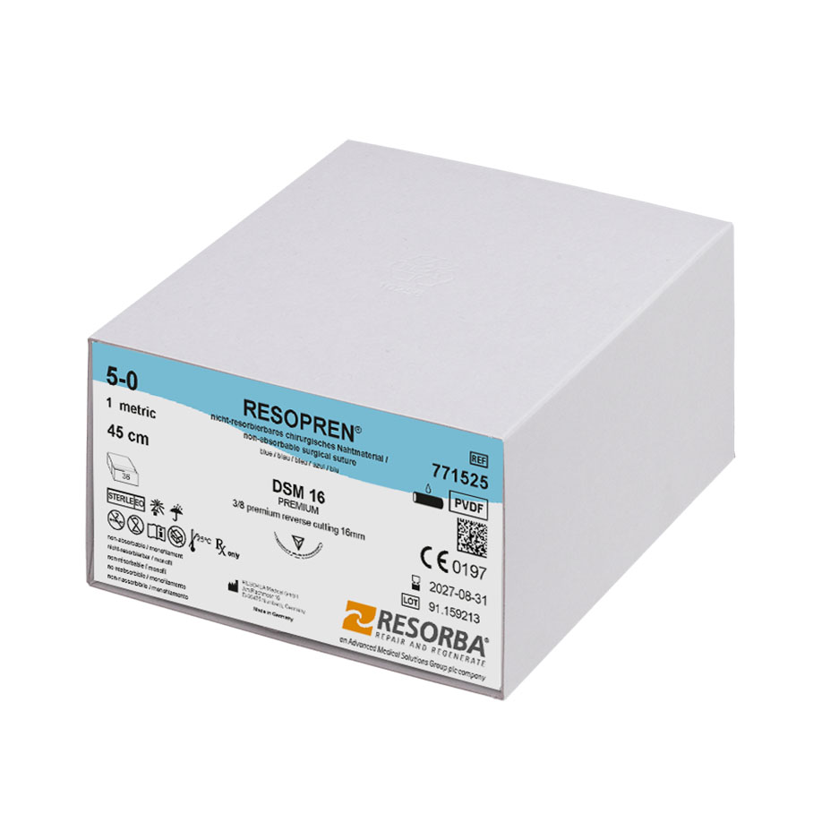 RESOPREN DSM 16 5/0=1 blau monofil, Nahtmaterial Fadenlänge 45 cm (36 Stck.)