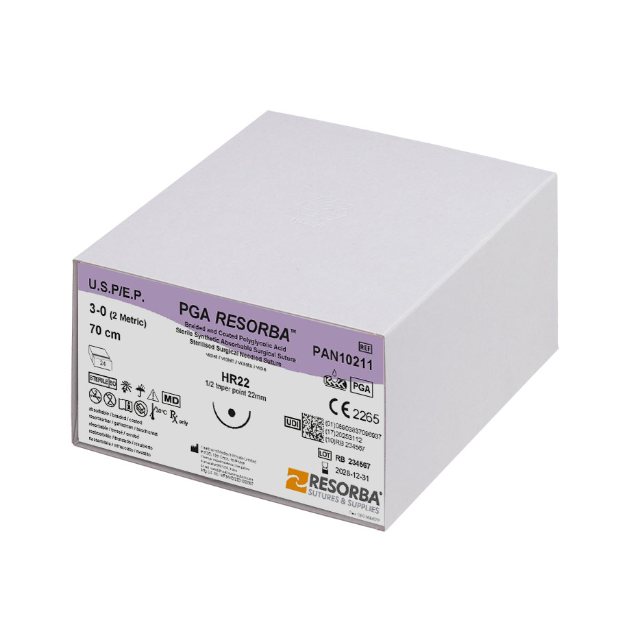 PGA-RESORBA HR 22 3/0=2 violett, Nahtmaterial Fadenlänge 70 cm (24 Stck.)