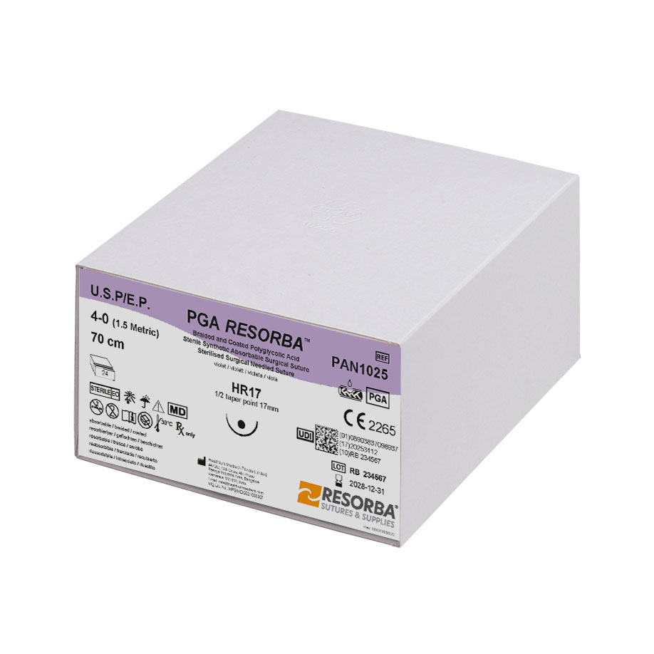 PGA-RESORBA HR 17 4/0=1,5 violett, Nahtmaterial Fadenlänge 70 cm (24 Stck.)