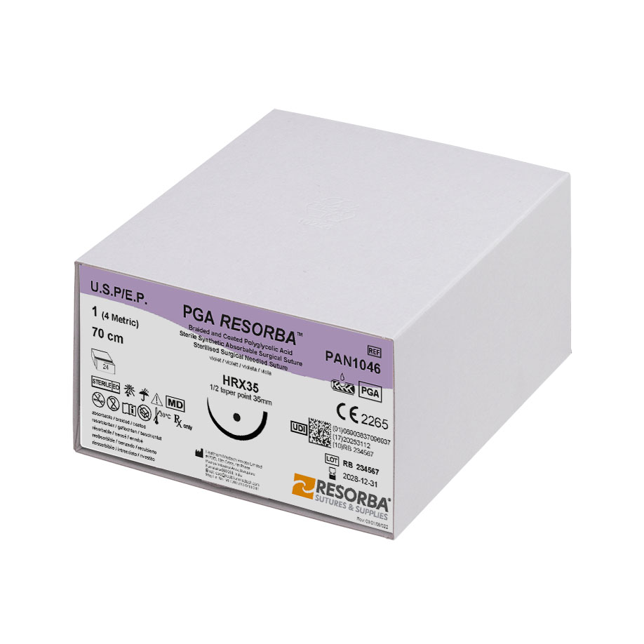 PGA-RESORBA HRX 35 1=4, violett, Nahtmaterial Fadenlänge 70 cm (24 Stck.)