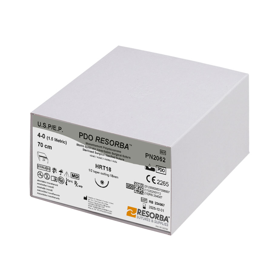 PDO RESORBA HRT 18 4/0=1,5 violett, Nahtmaterial Fadenlänge 70 cm (24 Stck.)