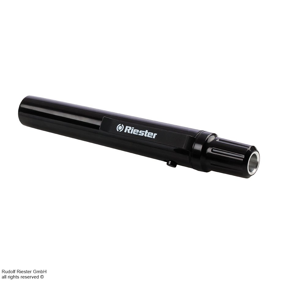 e-xam LED 2,5 V Diagnostikleuchte, schwarz mit Zungenspatelhalter inkl. 2 Batterien Typ AA