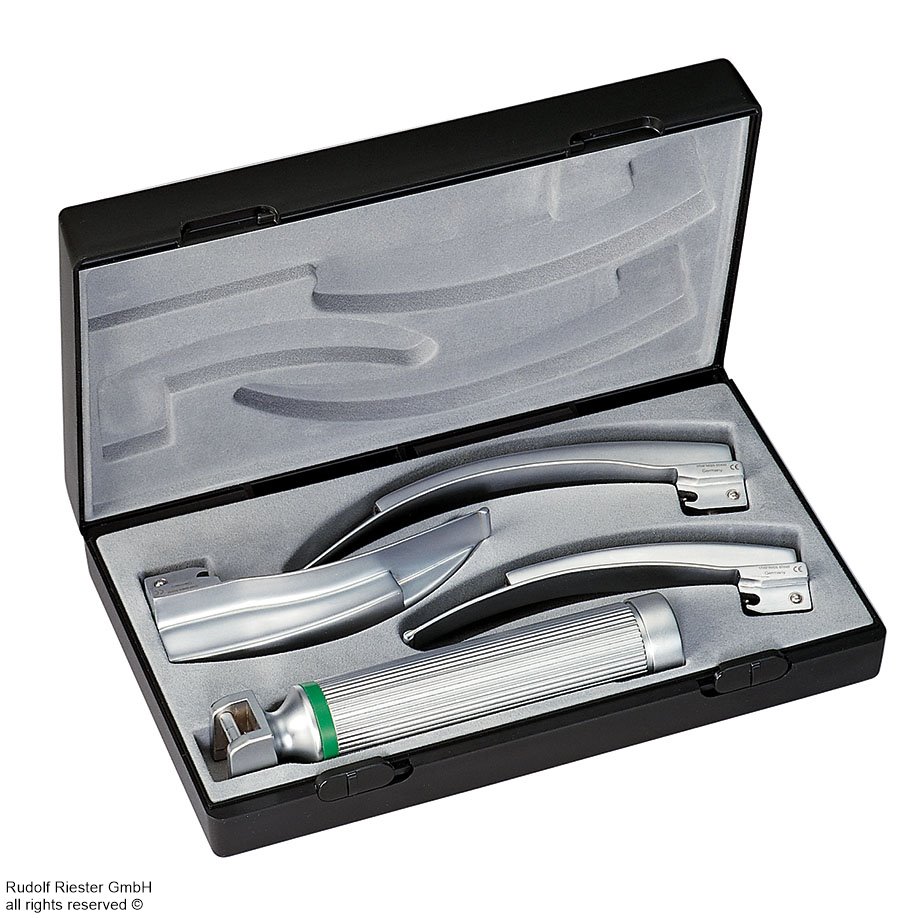 [U21426] ri-integral Laryngoskop-Set Macintosh, LED 2,5 V mit Griff Typ C u. F.O. Spatel