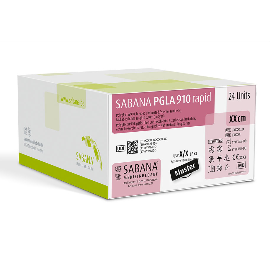 SABANA PGLA 910 rapid 4-0=1,5 ungefärbt Nahtmaterial Fadenlänge 70 cm (24 Stck.) 3/8 kreisförmig, Dreieckkörper, außenschneidend, 20 mm, Truprime