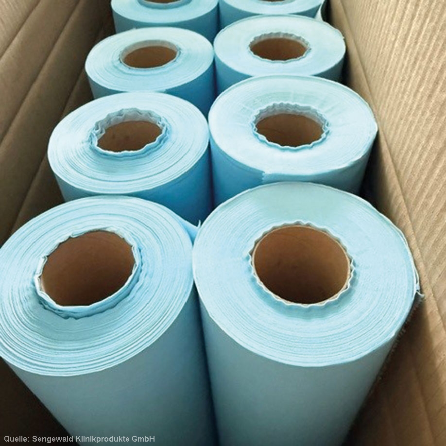 MEDINOP Liegenauflagen 2-lagig, blau, 39 cm x 50 m – 10 Rollen