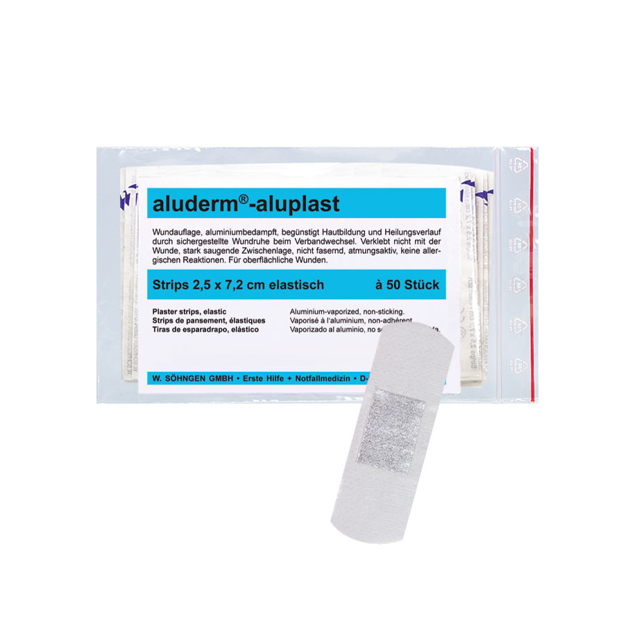 [U22373] aluderm-aluplast Strips elastisch ca. 2,5 x 7,2 cm (50 Stck.)