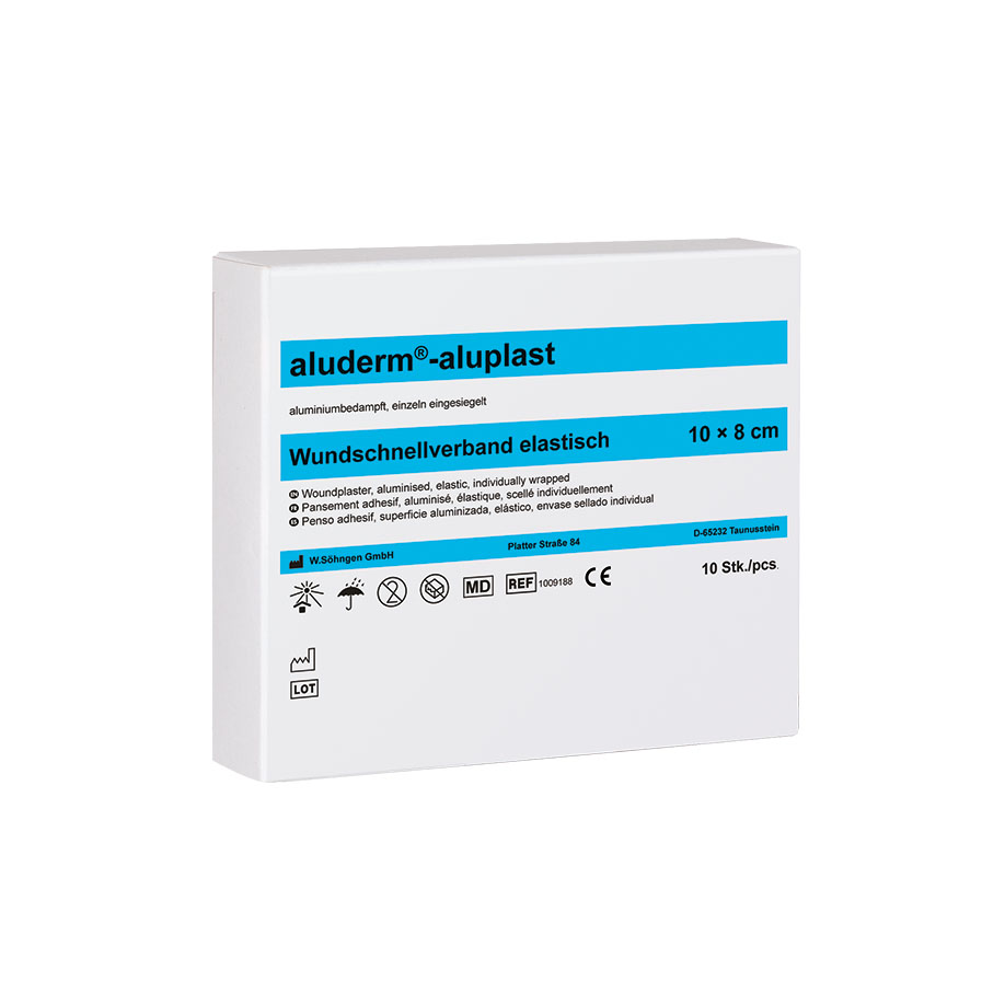 [U22381] aluderm-aluplast Wundpflaster elastisch ca. 10 x 8 cm (10 Stck.)
