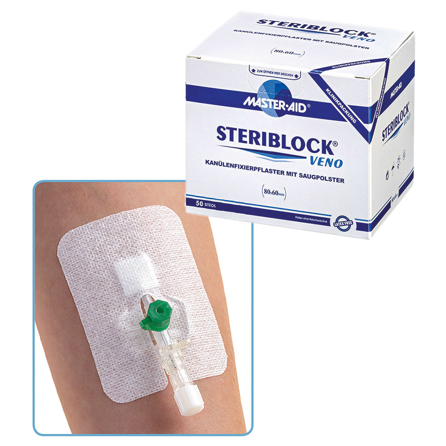 [U22489] STERIBLOCK VENO Kanülenfixierpflaster steril, 8 x 6 cm (50 Stck.)
