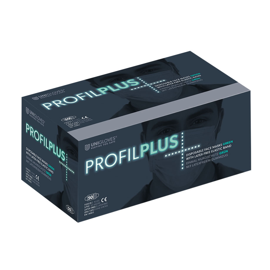 Einmal-Mundschutz Profil Plus, mit Gummizug, grün (50 Stck.)