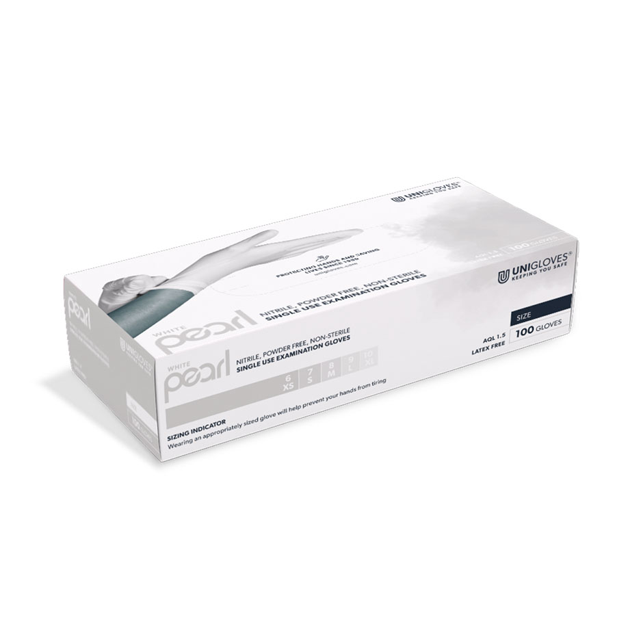 [U22629] White Pearl Nitril U.-Handschuhe Gr. XS unsteril puderfrei weiß (100 Stck.) #UGV GP0021#