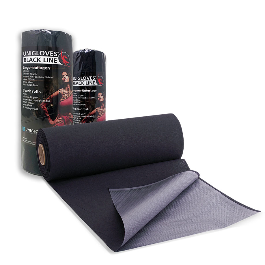 [U22642] Unigloves Liegenauflage schwarz, 2-lagig, 60 cm x 200 cm