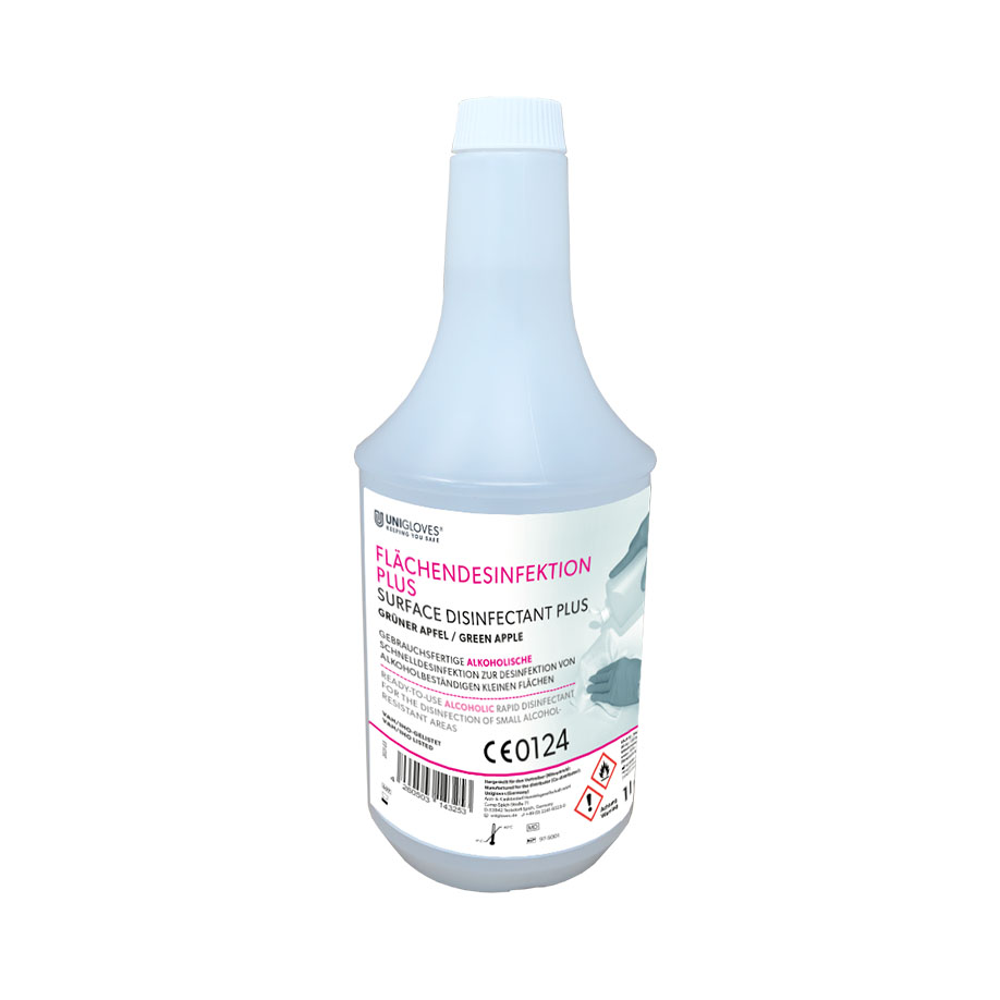 Unigloves Flächendesinfektion PLUS 1 Ltr., grüner Apfel * nur für den professionellen Gebrauch *