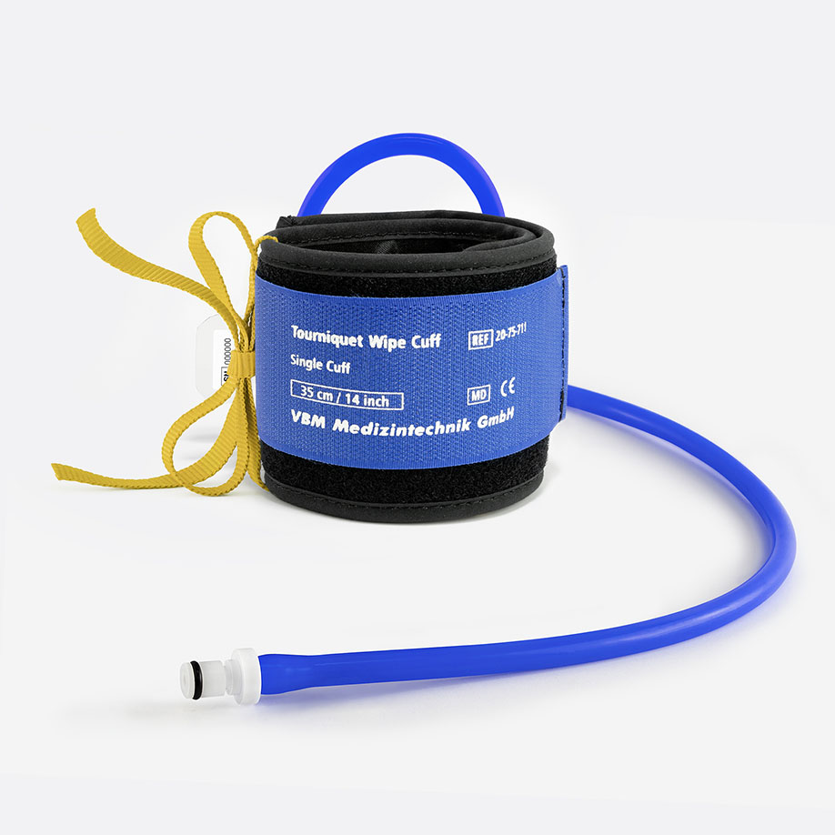 Tourniquet Wipe Cuff / Einfachmanschette wiederverwendbar, 35 x 8 cm, gerade Form gelb