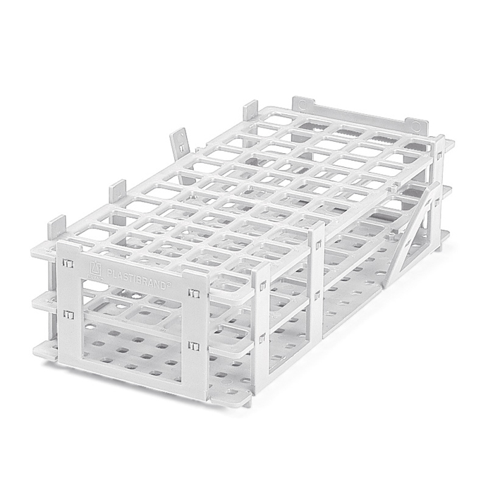 [U23020] Reagenzglasgestell, PP, 55 Plätze, für Gläser bis Ø 18 mm, weiß Btl. = 5 Stck.