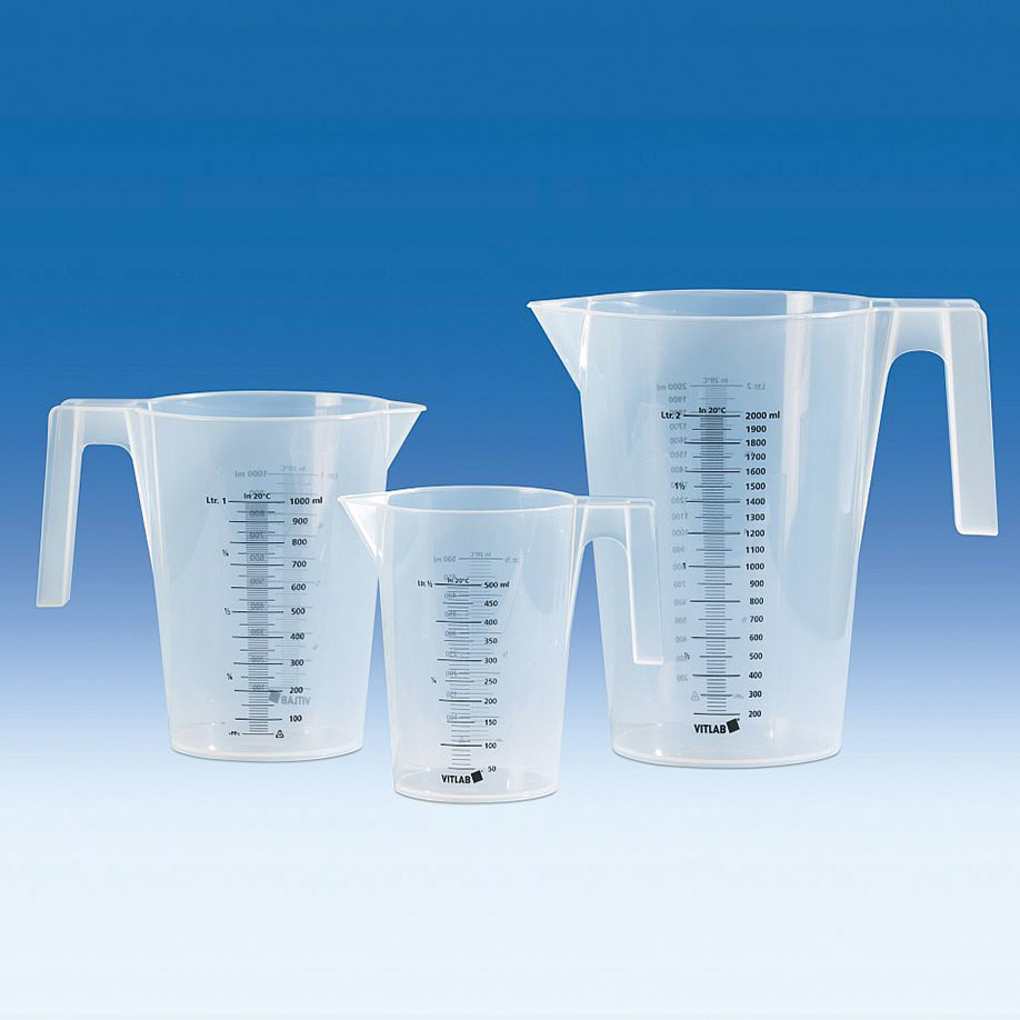 Messbecher stapelbar, PP, 3000 ml, schwarze Skala, beidseitig bedruckt