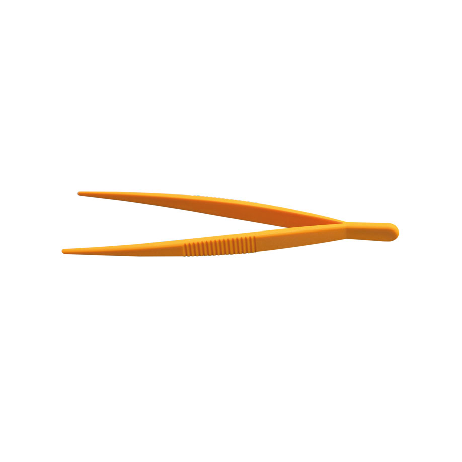 Pinzette, POM, gelb, stumpf, elastisch, Länge 115 mm – 50 Stück